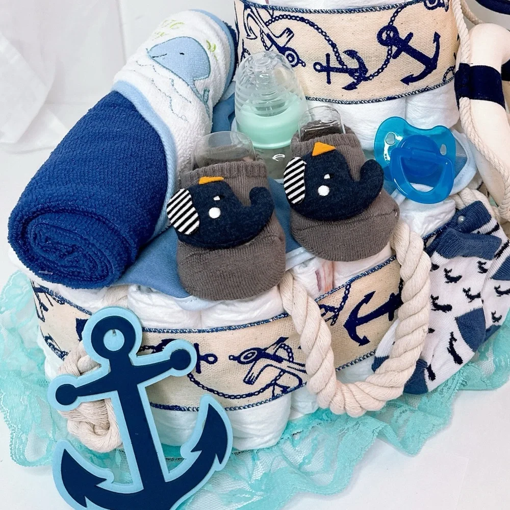Ship Diaper Cake, Nautical Baby Shower